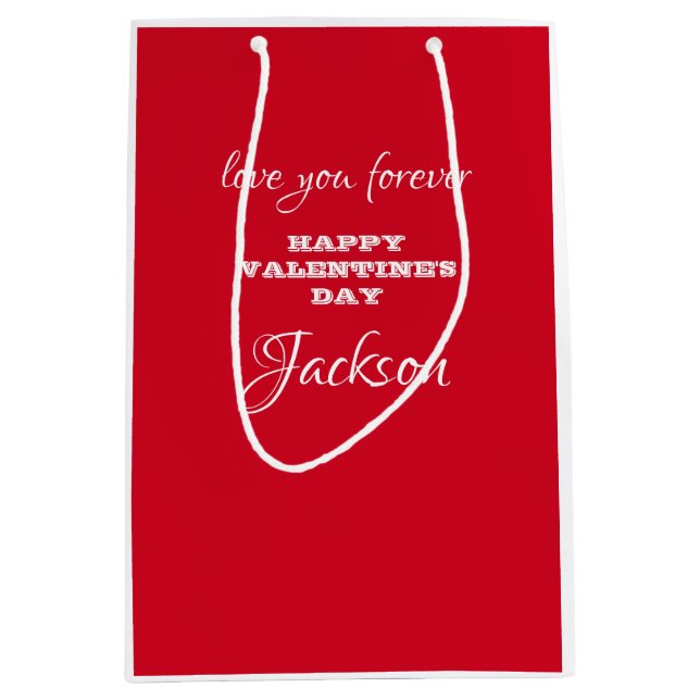 Valentine's Chic Personalized Red Valentine's Day  Medium Gift Bag (Front)