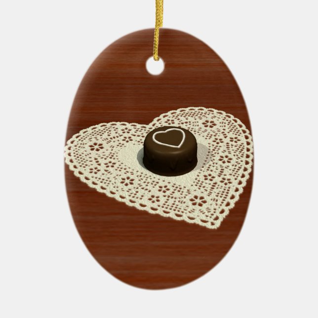 Valentines Chocolate Ceramic Ornament (Front)
