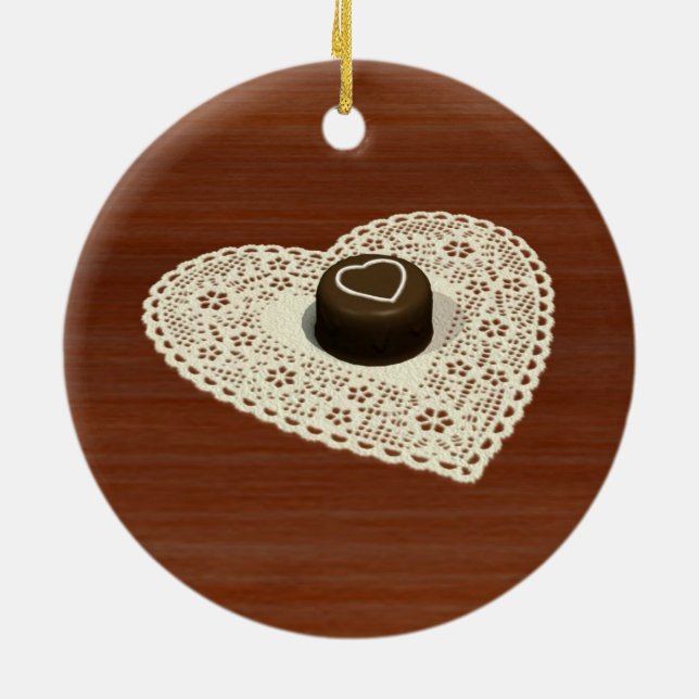 Valentines Chocolate Ceramic Ornament (Back)