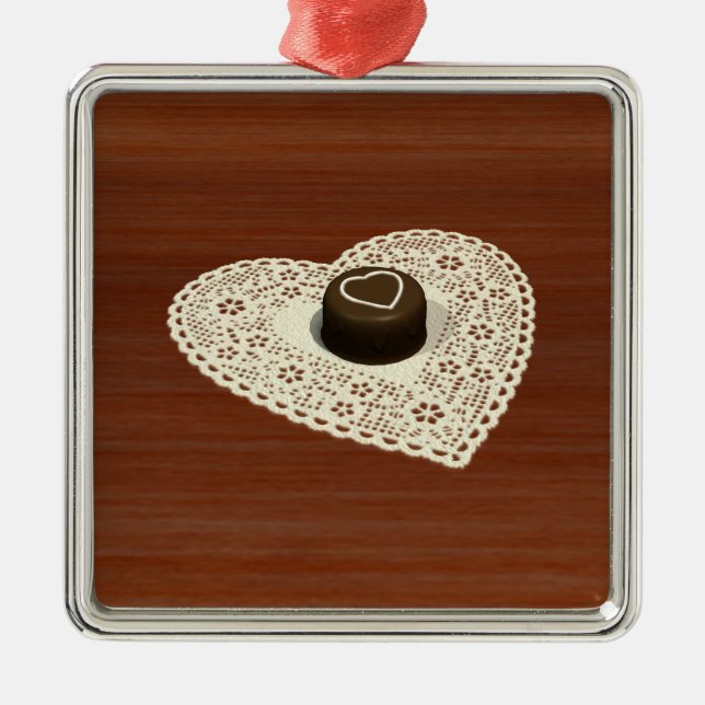 Valentines Chocolate Metal Ornament (Front)