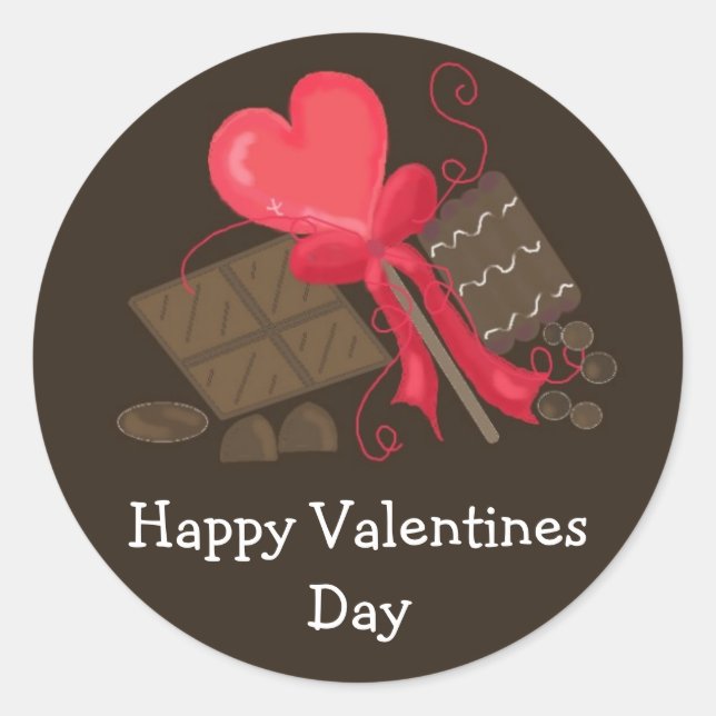 Valentines Chocolate Treats Classic Round Sticker (Front)