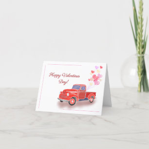 Valentine's Classic Red Truck with Heart Balloons Thank You Card