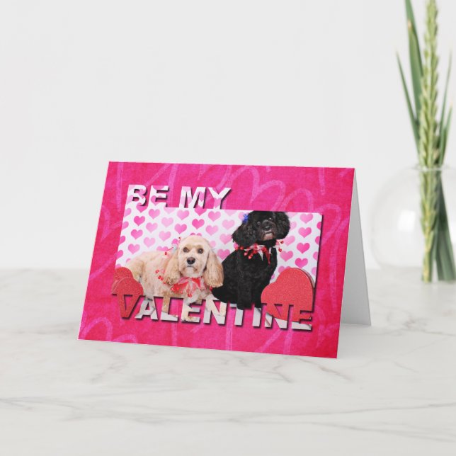 Valentines - Cockapoo - Ella and Lilo Holiday Card (Front)
