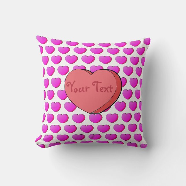 Valentines Coeur bonbon Dessin Jeter Oreiller (Recto)