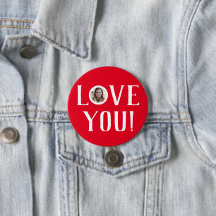 Valentines Couple Heart Custom Personalized Photo 3 Inch Round Button