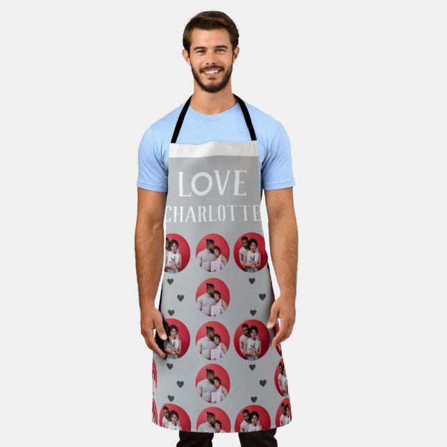 Valentines Couple Heart Custom Personalized Photo Apron (Worn)