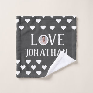 Valentines Couple Heart Custom Personalized Photo Bath Towel Set