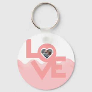 Valentines Couple Heart Custom Personalized Photo Keychain