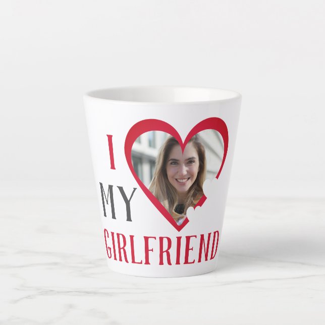 Valentines Couple Heart Custom Personalized Photo Latte Mug (Front)