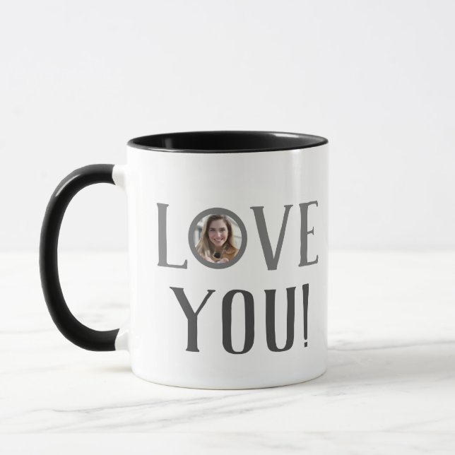 Valentines Couple Heart Custom Personalized Photo Mug (Left)