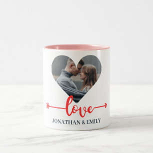 Valentines Couple Heart Custom Personalized Photo Two-Tone Coffee Mug