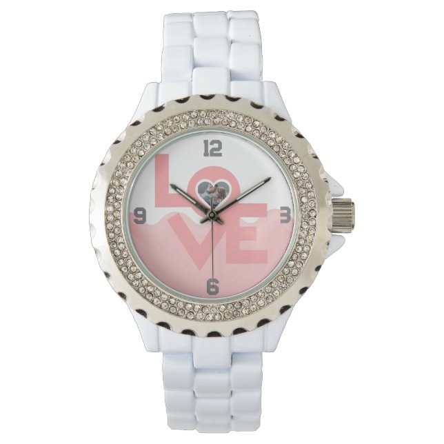 Valentines Couple Heart Custom Personalized Photo Watch (Front)