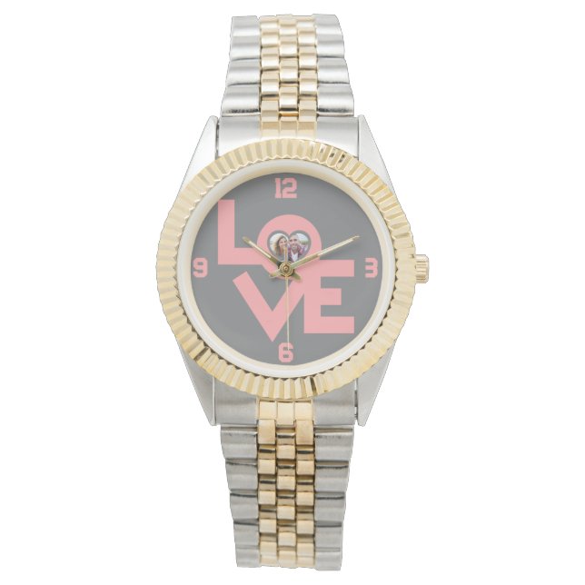 Valentines Couple Heart Custom Personalized Photo Watch (Front)