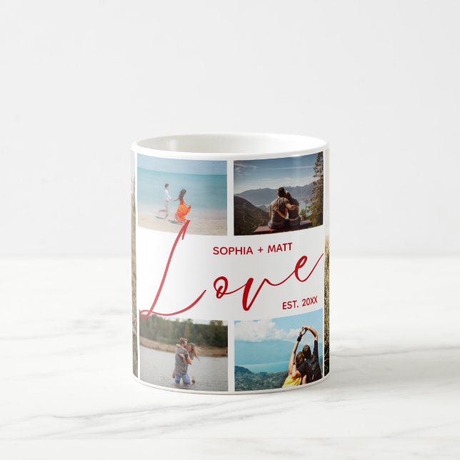 Valentines Couples Keepsake Photo Collage Coffee Mug (Center)