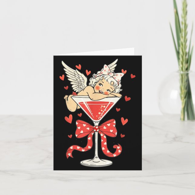 Valentines Cud Martini Lover Drinking Tail Card (Front)