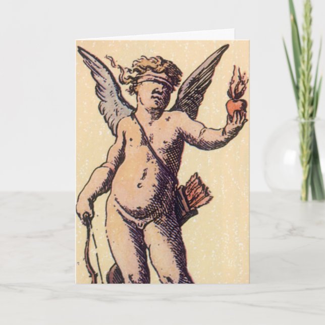 Valentines Cupid Blindfolded, Vintage Tarot Card (Front)