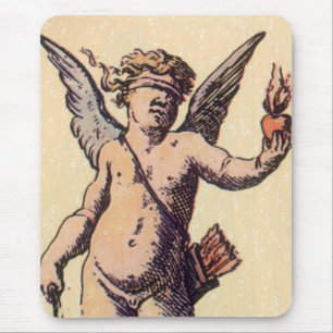 Valentines Cupid Blindfolded, Vintage Tarot Card Mouse Pad