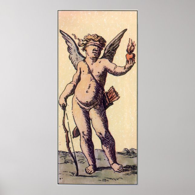 Valentines Cupid Blindfolded, Vintage Tarot Card Poster (Front)
