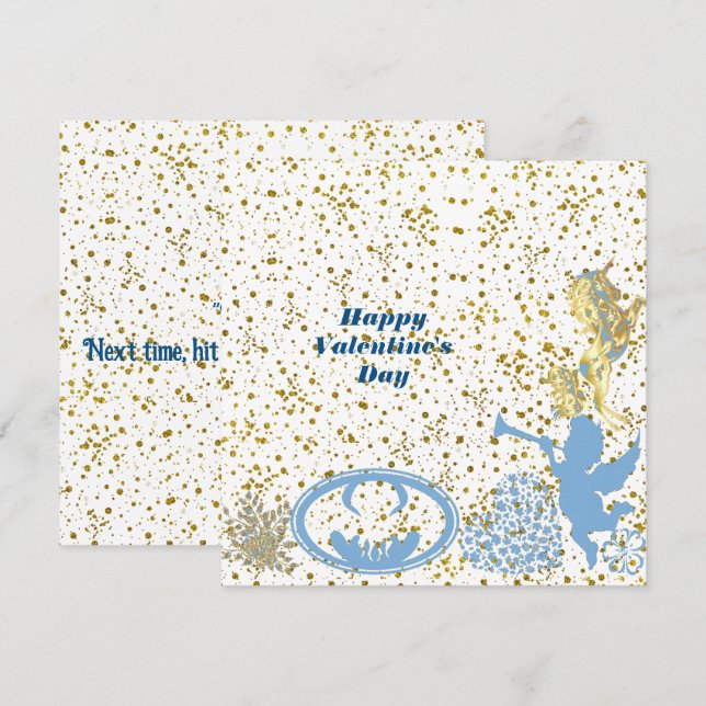 Valentines Cupid Blue Gold Sparkle Romantic Cute (Front/Back)