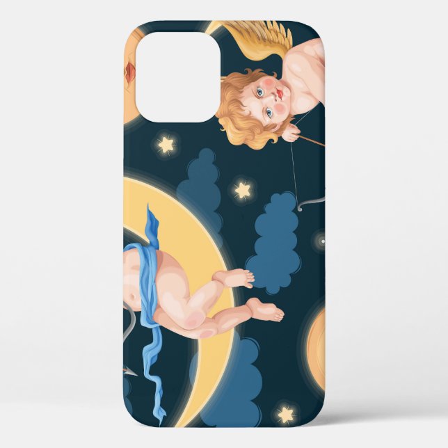 Valentine's cupid, moon: seamless pattern Case-Mate iPhone case (Back)