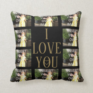 Valentines Custom Ten Photo Collage I Love You Throw Pillow