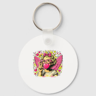Valentines Cute Cupid Heart Angel Love Holiday Com Keychain