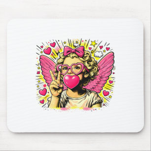Valentines Cute Cupid Heart Angel Love Holiday Com Mouse Pad