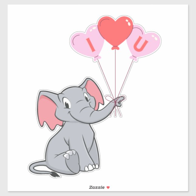 Valentine's Cute elephant Sticker (Sheet)