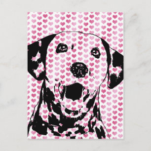 Valentines - Dalmatian Dog Silhouette Holiday Postcard