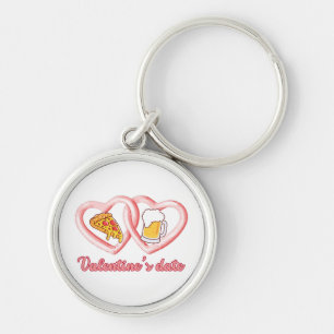 Valentine's Date Pizza Beer Keychain