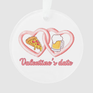 Valentine's Date Pizza Beer Ornament