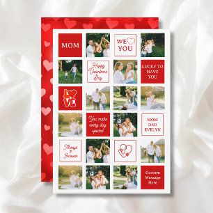Valentines Day 14 Photo Collage Messages for Mom Holiday Card