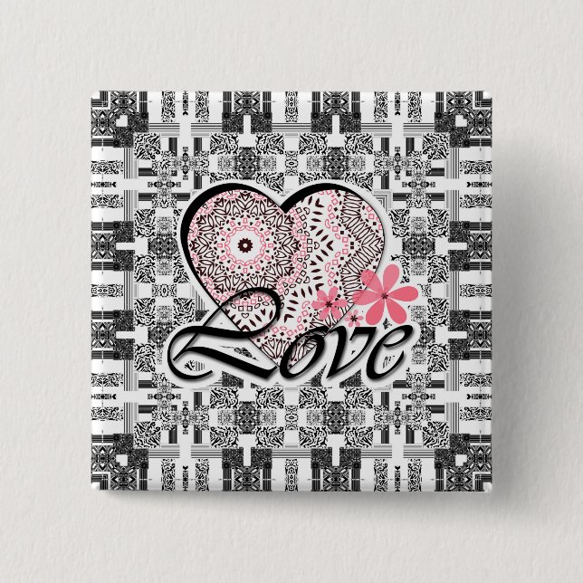 Valentine's day 2 inch square button (Front)