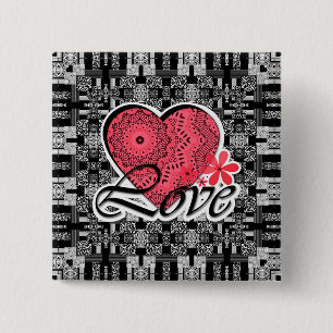 Valentine's day 2 inch square button