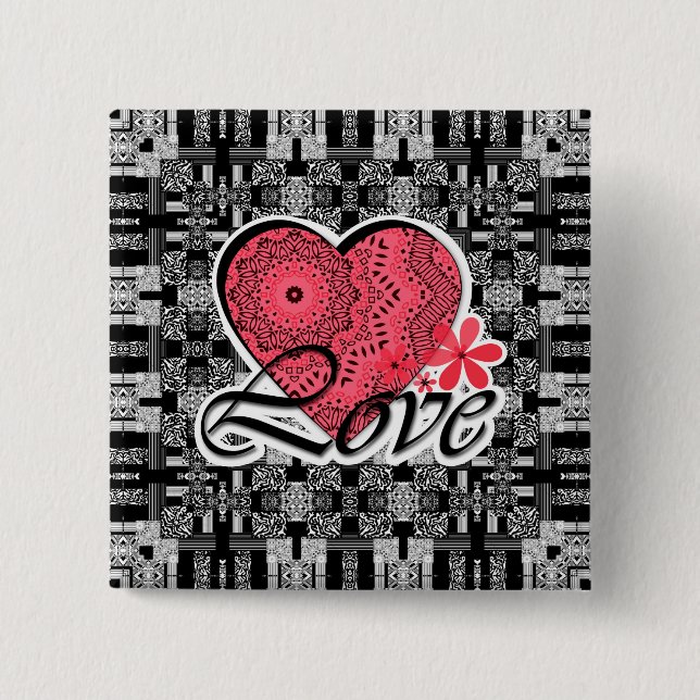 Valentine's day 2 inch square button (Front)