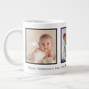 Valentine's Day 3 Photos Personalized Large Coffee Mug