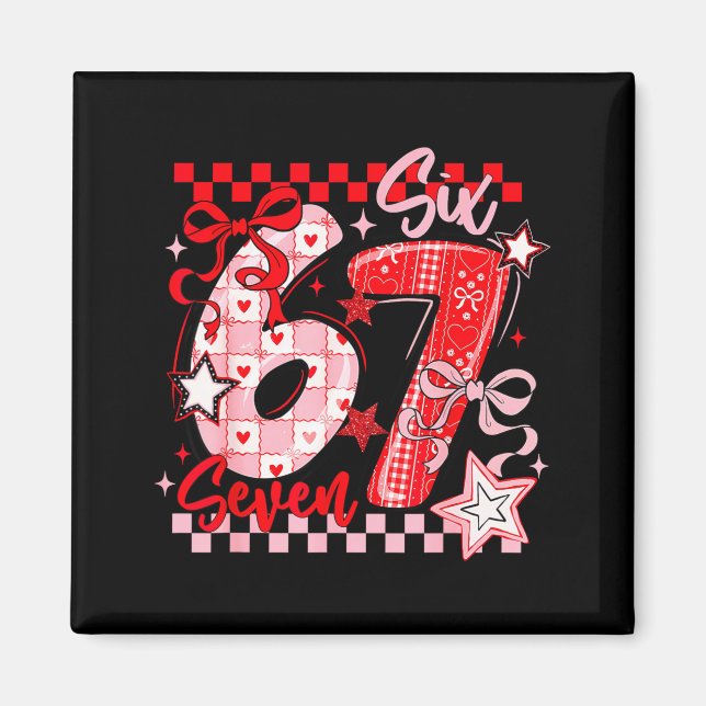 Valentine's Day 67 Six Seven Preppy Hearts Coquett Magnet (Front)