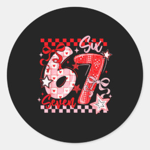 Valentines Day 67 Six Seven Preppy Hearts Coquette Classic Round Sticker