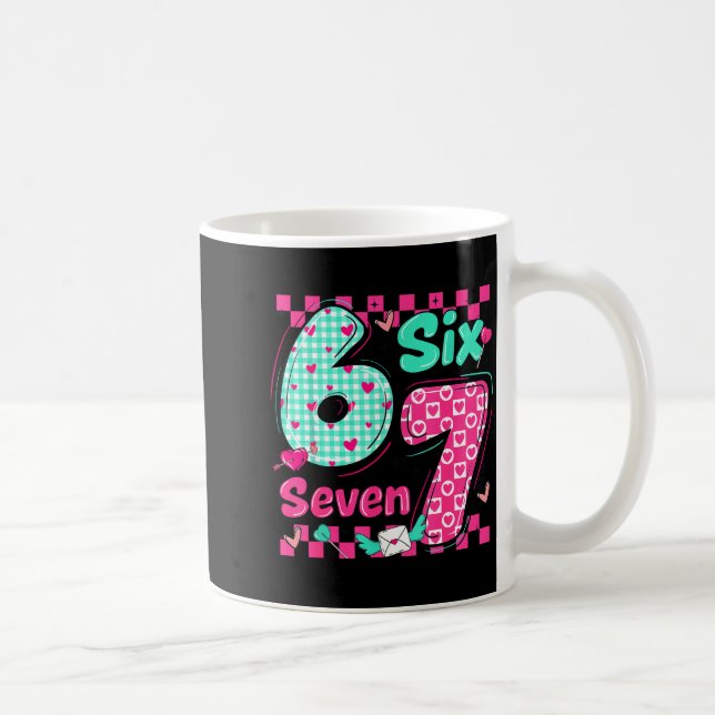 Valentine's Day 6 7 Six Seven Preppy Hearts Couple Coffee Mug (Right)