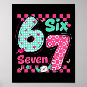 Valentine's Day 6 7 Six Seven Preppy Hearts Couple Poster