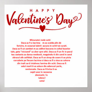 Valentine's Day, a Romanian poem heart-shaped Poster