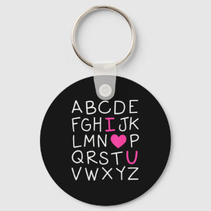 Valentines Day Abc I Love You Alphabet Teacher Gir Keychain