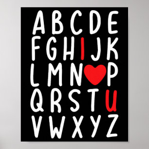 Valentine's Day Abc I Love You Heart Teacher Kids  Poster