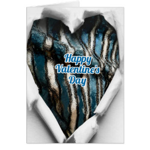 Valentine's Day Abstract torn heart blue stripes