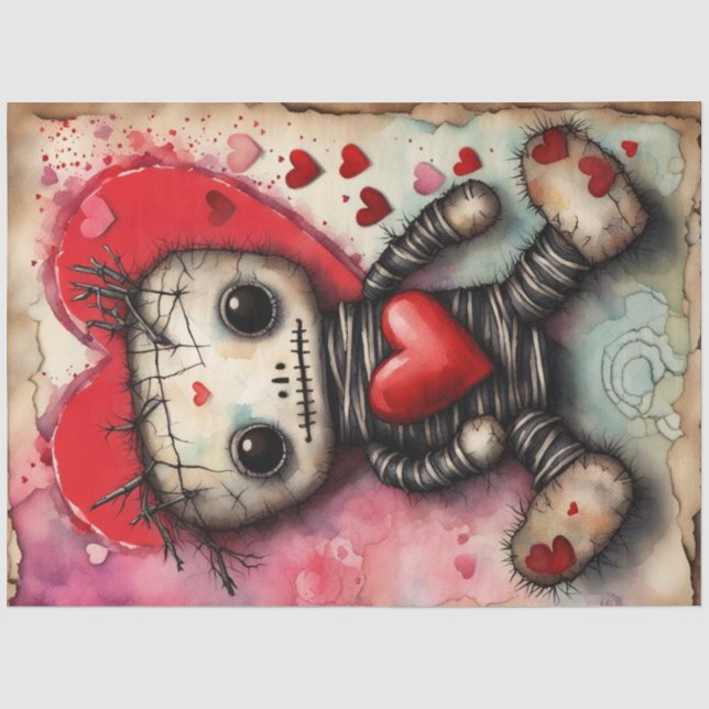 Valentine's Day Adorable Voodoo Doll Decoupage  Tissue Paper (Front)