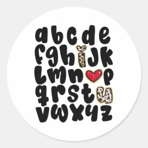 Valentines Day Alphabet Abc I Love You Teacher Wom Classic Round Sticker