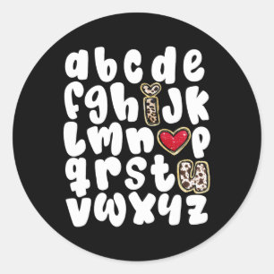 Valentines Day Alphabet Abc I Love You Teacher Wom Classic Round Sticker