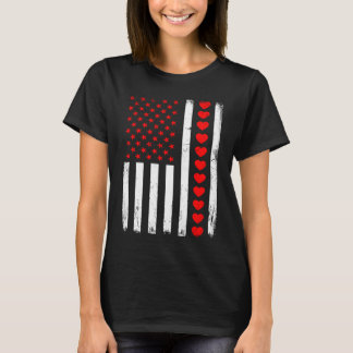 Valentines Day American Flag Hearts Him Her Boys G T-Shirt