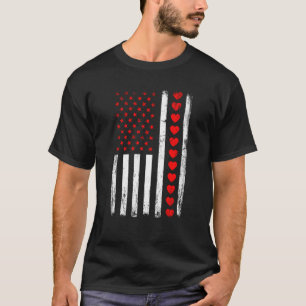 Valentines Day American Flag Hearts Him Her Boys G T-Shirt