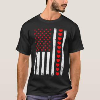 Valentines Day American Flag Hearts Him Her Boys G T-Shirt
